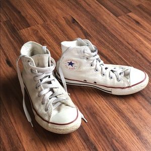 Converse high top white lace up youth size 2